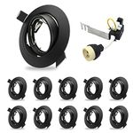 HiBay 10x Black LED Downlight Recessed Spotlights Ceiling Lights Tilt GU10 Down Light Fittings Round 240V for Bedroom Kitchen, Bulbs not Included