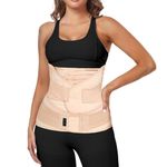 MAMODY 3 in 1 Postpartum Belly Support Wrap Abdominal Binder – Postpartum Belly Band Waist Cincher (Beige, XL)