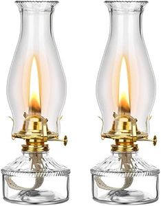 Tuanse 2 Pcs Oil Lamps for Indoor Use Vintage Hurricane Emergency Glass Oil Lamps Large Lantern Classic Decorative Oil Lamp for Home Tabletop Emergency Lighting Supplies(Clear)