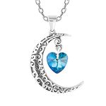 GIVA 925 Silver Oxidised Silver Moon Heart Pendant with Link Chain | Gifts for Girlfriend, Gifts for Women and Girls |With Certificate of Authenticity and 925 Stamp | 6 Month Warranty*