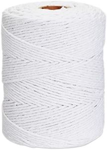 200 Yards of 2mm Macrame Cord for Crafts, White Cotton String for Gift Wrapping, Bakers Twin for Wall Hanging, Plant Hangers, DIY Projects, Gardening, Homemade Art