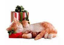 Lenox Kittys Christmas Nap Kitty Cat with gift Figurine