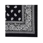 DIKHAWA Unisex Soft Breathable Cotton Paisley Printed Cowboy Bandanas,Headband,Scarf (BLACK_50CM X 50CM_Pack of 1)