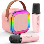 Dislocati Karaoke Machine 2 Microphones, Birthday Gifts for Girls Toys Age 3-15 Year Old Girls Gifts Kids Microphone Toys for 3-12 Year Old Girls Birthday Presents Microphone for Kids Toys