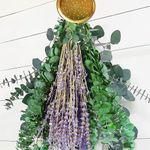 115 PCS Large Dried Preserved Eucalyptus Stems & Lavender Flowers Bundle for Shower, 17'' Real Fresh Hanging Silver Dollar Leaves, Aromatic Self-Care Shower Plants, Natural Fragrance, Home Decor