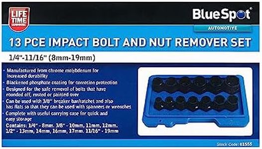 Blue Spot Tools - 13 PCE Impact Bolt and Nut Remover Set (1/4"-11/16") (8mm-19mm)