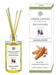 Urban Ganges Reed Diffuser | Sandalwood | Egyptian Difussion Technology | Made with Sandalwood Essential Oil | 100 ML | Luxurious Reed Diffuser | Handpoured in India | Includes Fibre Reed Sticks