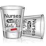 Nurse Need Shots Too, Funny Glass Gift for Women and Male Nurses Mom Sister or Friend Present for Nursing School Student Graduation Nurses Day Party 2 oz (2 Pieces,2.36 x 1.97 Inches)