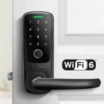 ULTRALOQ Latch 5 World's First Built-in WiFi Smart Lock with Fingerprint, 5-in-1 Keyless Entry Door Lock with Touch Digital Keypad, App Control, Black