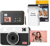 KODAK Mini Shot 2 Retro 4PASS 2-in-1 Instant Camera and Photo Printer (2.1x3.4 inches) + 38 Sheets Bundle (8 Initial Sheets + 30 Sheets Pack), White