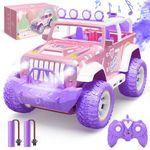 DEERC Pink Remote Control Car for Girls with Fog Mist & Music, 1:16 RC Jeep Car with LED Lights for Kids, 2.4Ghz All Terrain SUV Truck Gifts, Off-Road Racing Vehicle Toy Car, Girls Toys