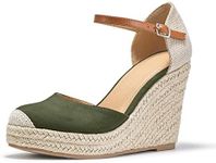 FISACE Womens Summer Espadrille Heel Platform Wedge Sandals Ankle Buckle Strap Closed Toe Shoes