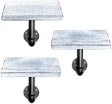 Navaris Industrial Pipe Shelf Set - 3 Small Wooden Shelves with Black Pipe Brackets - 5.9" x 7.9" Wall-Mounted Wood Shelving - Size S, White
