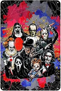 Dreacoss Plaque rétro en métal avec inscription Friends Horror Movies, Killers - Impression artistique - Cadeau pour fan de cinéma - Décoration murale vintage - 20 x 30 cm