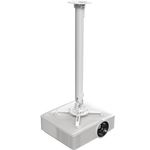 VIVO Universal Ceiling Extending Projector Mount, Height Adjustable Projection, Up to 12.5 inch Mounting Range, Hidden Cable Routing, White, MOUNT-VP03W