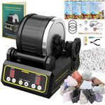 Professional Rock Tumbler Kit, Hobby Rocks Polisher for Kids and Adults, STEM Science Kit, Upgraded 9-Day Timer & 3-Speed Motor, Include Rough Gemstones, 4 Polishing Grits