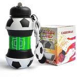 CARESWAY Football Water Bottle for Boys and Girls - Football Gifts for Boys and Girls - Collapsible Football Bottle for Children Drinks