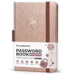 Clever Fox Password Book 2nd Edition Small – Pocket Password Keeper with Laminated Alphabetical Tabs – Internet Address Notebook & Login Details Organizer Journal – 8.9x14.2cm (Rose Gold)