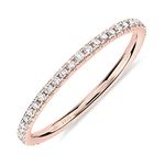 PAVOI 14K Gold Plated Sterling Silver CZ Simulated Diamond Stackable Ring Eternity Bands for Women (Rose Gold, Size 7)