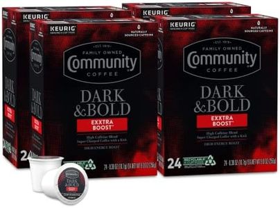 Community Coffee Dark & Bold Exxtra Boost 96 Count Coffee Pods, Compatible with Keurig 2.0 K-Cup Brewers, 24 count (Pack of 4)