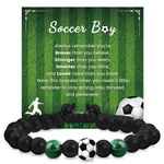 BOCHOI Back to School Bracelet Gifts for Boy Soccer Football Bracelet Birthday Christmas Gifts for Boys Son Gradndson Nephew Boyfriend Graduation