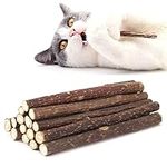 NON-SQUARE 20 Pcs Silvervine Sticks for Cats, Natural Catnip Sticks Matatabi Chew Sticks Cat Chew Toys Kitten Teething Toy for Kitten Teeth