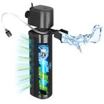 Tararium 1500L/h Submersible Aquarium Filter with U-V Light – Internal Pump for 150-600 Litres Tanks – Freshwater & Saltwater, Turtle/Pond – Multi-Stage Filtration & Air Supply (Crystal Clear Water)