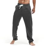 Amy Coulee Mens Cotton Sweatpants Straight Leg Joggers Open Bottom Track Pants with Pockets Yoga Workout Trousers (Anchor Gray, L)