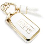 CTRINEWS for Lexus Key Fob Cover with Metal Braided Rope Keychain, Upgraded Soft Case for GS GS-F ES IS IS-F RC RC-F NX LX570 RX350/450h (4 buttons) Key Fob Shell (Gold, A1)