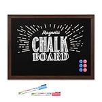 DOLLAR BOSS Magnetic Chalkboard for Wall 36" X 24" Chalk Board Magnetic Black Board Chalkboard Sign Rustic Wooden Frame for Office School Coffee Kitchen Bedroom with 2 Markers 6 Magnets