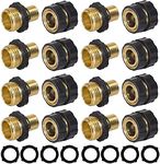 Hourleey Garden Hose Quick Connect, 3/4 Inch Male and Female Garden Hose Fitting Quick Connector (8 Sets)