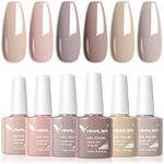VENALISA Nude Gel Nail Polish Set 6 colors Jelly Pink Grey Brown nude French Manicure Skin Tones All Season Soak off Nail Lamp 7.5ml for Starter Manicure Nail Art Salon