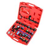 JIFETOR Radiator Pressure Leakage Tester and Vacuum Cooling System Purge Coolant Refill Tool Kit, 28PCS Universal Automotive Water Tank Leak Test Detector and Pneumatic Vacuum Coolant Change Set