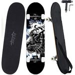 31 inch standard skateboard, 7 layers maple board surface, suitable for children, teenagers, adults, beginners and professionals, with a maximum load of 150 kg tiger