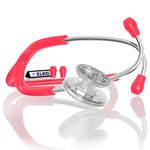 ELKO EL-160 Primus III AL Aluminum Head Stethoscope For Doctors and Medical Students | Double Sided Chest Piece For Adult & Pediatric Patients | U-Shaped PVC Tubing | Soft Sealing Ear Knobs (Pink)