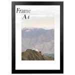 RUN HELIX A4 Frame, Wooden A4 Picture Frame, A4 Black Frame for Wall Mount Display Pictures, certificate Frame for Table or Wall Gallery Photo Frames (Black)