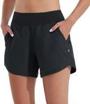 Willit Women's 5" Swim Board Shorts Quick Dry Beach Swimming Shorts UPF 50+ High Waisted Liner Pockets Black Size 12