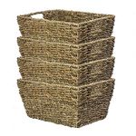 Natural Seagrass Storage Basket - Set of 4 | Hamper Basket | Toilet Roll Storage | Eco-Friendly Woven Basket Gift Box | Underbed Storage | M&W