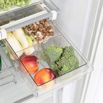 Colacoo Pull Out Fridge Drawer Organizer Refrigerator Drawer Organizer - Pull Out Fridge Shelf Storage Box Organizer with Handle for Egg Fruit Vegetable - Clear, 4 Compartments