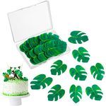 Fuyamp 48pcs Edible Monstera Leaf Cupcake Toppers,Cupcake Toppers Palm Leaf Cake Toppers,Tropical Monstera Leaves Cake Decoration for Summer Hawaii Theme Jungle Party