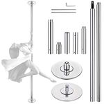 AW 10FT 45mm Dance Pole Kit Static Spinning Strip Pole with Extensions for Home Gym Party Club Exercise Fitness Silver, Max Load 1102 Lbs