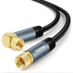 Thzzhnno TV Aerial F-type Coaxial Cable Right Angle 3M, 90 Degree Angled to Straight Male Cord, Coax Cable for HDTV, CATV, DVB-T2/C/S, Cable Modem, Radio, Satellite Receivers