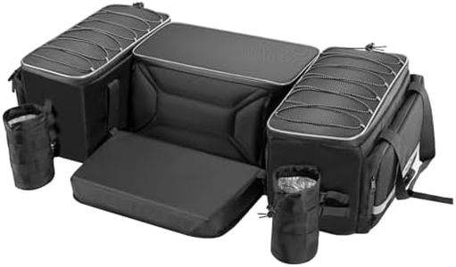Leopauto ATV Storage Bag Set 65L Large ATV Bags Rear Rack Bag with Rain Cover Four Wheeler Cargo Rear Gear Seat Bag Accessories with Removable Cushion Compatible with Polaris Fourtrax Kawasaki