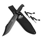 MOSSY OAK Rambo Survival Hunting Knife, 15-Inch Fixed Blade Bowie Knife with Sheath and Fire Starter, for Camping, Tactical, Outdoor