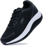 GOOBON Womens Walking Shoes with Arch Support Orthotic Trainers Plantar Fasciitis Breathable Athletic Tennis Sneakers - Black - Size 6.5 UK