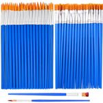 Zefphxs 100 Pcs Small Paint Brushes, Paintbrushes with Flat and Round Pointed, Face Paint Brushes Art, Prefect works with Oil, Acrylic and Watercolor Painting