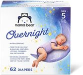 Amazon Brand - Mama Bear Overnight Diapers, Hypoallergenic, Size 5 (62 count), Disposable Baby Diapers, Night Time Protection