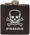 Rogue River Tactical Funny Poison Skull and Crossbones Stainless Steel Hip Flask Premium Matte Black Makes a Great Gift For Him Dad Father Gag Joke Gift