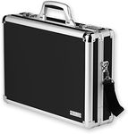 Vaultz Locking Briefcase - 18 x 14.25 x 5 Inch Combination Lock Hard Laptop Case w/Strap - Briefcases for Men and Women - Black