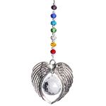 Waltz&F Crystal Angel Wing Pendant with Crystal Ball Hangings Suncatcher for Window